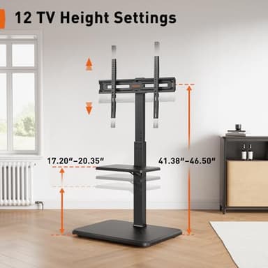 Perlegear Floor TV Stand with Power Outlet, Universal TV Stand for 32-75 inch TVs up to 110 lbs, Height Adjustable Standing TV Mount, Tall TV Mount with Wood Base, Max VESA 600x400mm, PGFS06 - Image 5