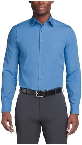 Van Heusen Mens Dress Shirt Regular Fit Poplin Solid - Image 2