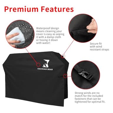 Black Grill Cover,Heavy Duty BBQ Grill Cover for Outdoor Grill, 58 Inch – Waterproof, Rip-Proof, UV & Fade Resistant with Adjustable Straps Gas Weber, Genesis, Charbroiland More Grills (600D-53) - Image 4