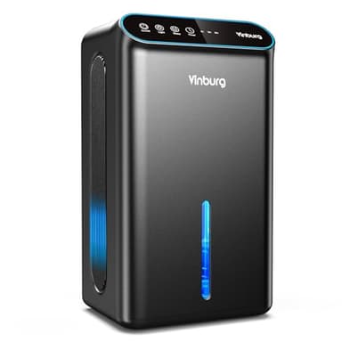 Dehumidifier for Home, Dehumidifier for Basement with 85 OZ Big Water Tank, (800 sq.ft.) Small Dehumidifier with Drain Hose for Bedroom Bathroom with Auto Shut Off, Timer, 7 Colors LED (Black) - Image 1