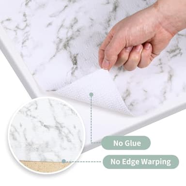 Drawer and Shelf Liner for Kitchen Cabinet: 23.6 in X 20 Ft Non Slip Waterproof Shelf Paper Non Adhesive Refrigerator Liners White Marble Easy Liners for Bathroom with Knife Tape Measure - Image 9