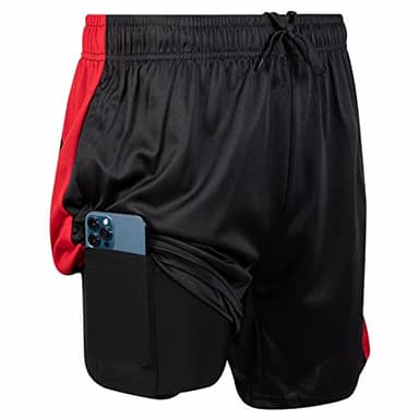 Ultra Performance 3 Pack Mens 2 in 1 Athletic Running Shorts 7 inch Inseam Workout Gym Compression Shorts for Men - Image 4