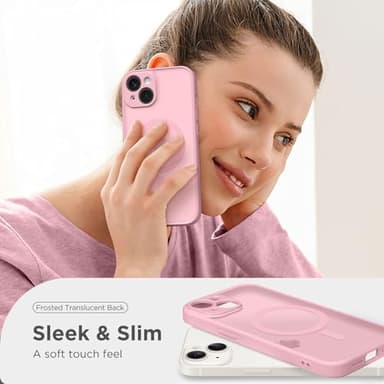 CAPRARO Magnetic for iPhone 14 Case, [Compatible with MagSafe] [Full Camera Protection] Shockproof Protective Slim Translucent Matte Phone Case for iPhone 14 6.1'', Peach Pink - Image 7