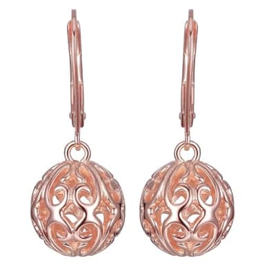 Amazon Essentials Rose 18K Gold Plated Sterling Silver Filigree Ball Leverback Earrings - Image 2