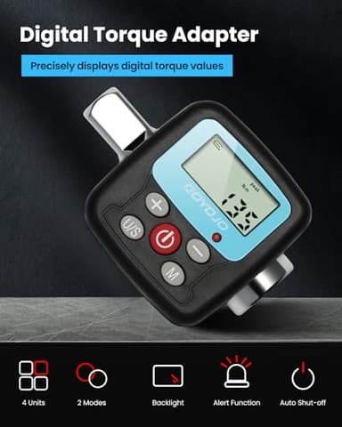 GOYOJO Digital Torque Wrench Adapter, 6-200Nm (4.4-147.5 ft-lb) Precision Torque Converter with LCD Display, 1/2", 1/4", 3/8" Adapters for Automotive Repairs, Power Tools, and Heavy-Duty DIY Projects - Image 9