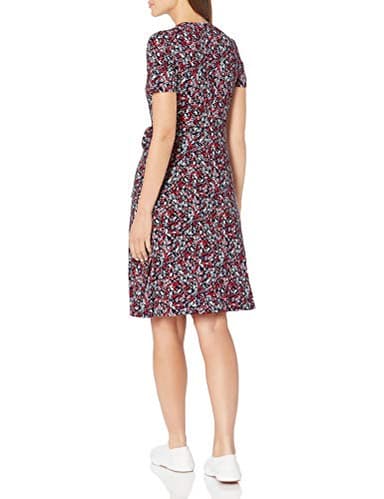 Amazon Essentials Women's Short Sleeve Faux-Wrap Dress, Navy Ditsy Floral, XX-Large - Image 3
