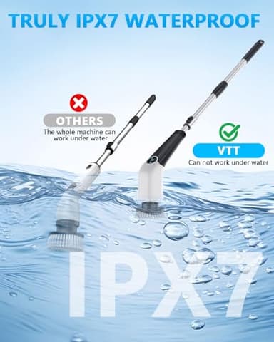 Bathroom Scrubber Electric Electric Spin Scrubber with 8-in-1 Replaceable Brush Heads Electric Brush Cleaner for Bathroom with Power LCD Display, 3 Adjustable Speed - Image 8