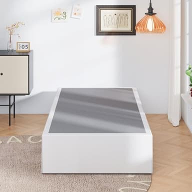 Upcanso 16 Inch Twin Bed Frames with White Skirt Cover, Metal Twin Size Bed Frame with Storage, Heavy Duty, No Box Spring Needed, Easy Assembly, Noise Free, Mattress Foundation - Image 6