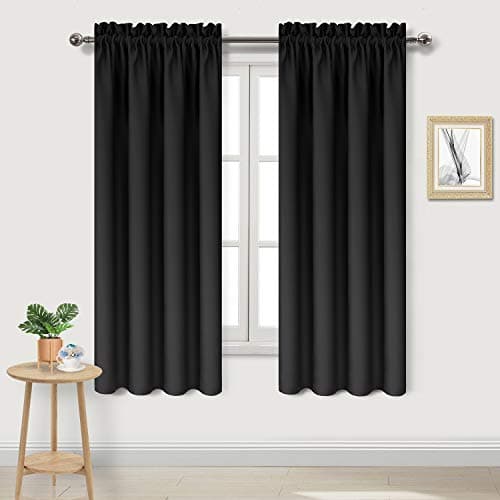 DWCN Blackout Curtains – Thermal Insulated, Energy Saving & Noise Reducing Bedroom and Living Room Curtains, Black, W 42x L 63 Inch, Set of 2 Rod Pocket Curtain Panels - Image 1