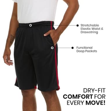 4 Pack: Men's Dry-Fit Sweat Resistant Active Athletic Performance Shorts - Image 2
