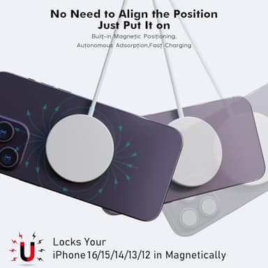 Magnetic Wireless Charger Fast Apple Mag-Safe Charger for iPhone 16 Pro Max/16 Pro/iPhone 15Pro Max/15 Plus/14/13/12/AirPods 3/2/Pro/Pro 2 Magnet Charging Pad Mag Safe Chargerwith Dual Charging Ports - Image 7