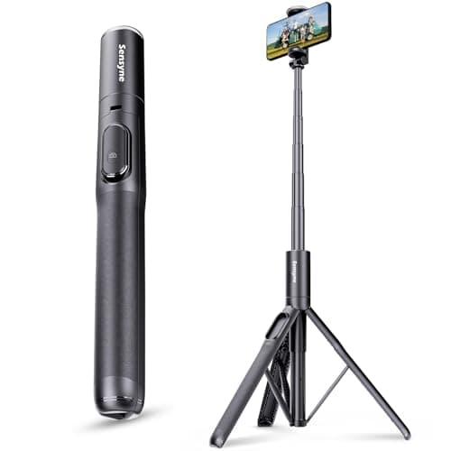 Sensyne 68" Phone Tripod & Selfie Stick, Lightweight All in One Phone Tripod Integrated with Wireless Remote Compatible with All Cell Phones for Selfie/Video Recording/Photo/Live Stream/Vlog（Black） - Image 1
