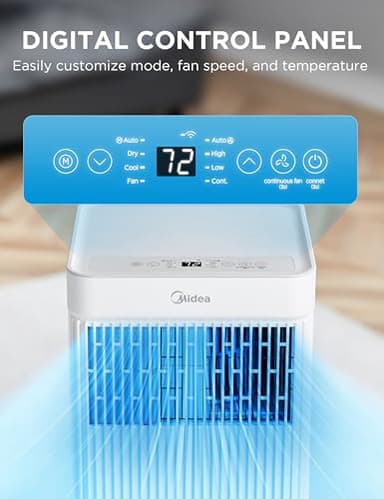 Midea 10,000 BTU ASHRAE (7,100 BTU SACC) Portable Air Conditioner, Smart Control, Cools up to 300 Sq. Ft., with Dehumidifier & Fan mode, Easy- to-use Remote Control & Window Installation Kit Included - Image 4