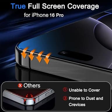 Ferilinso [Auto Dust Install] 3 Pack Screen Protector for iPhone 16 Pro [Phone Case fit], 3 Tempered Glass Camera Lens Protector Accessories for Apple - Image 2
