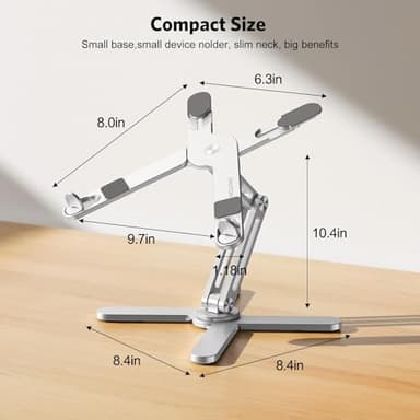 OMOTON 360° Rotating Laptop Stand Riser for Desk, Ergonomic Foldable Computer Stand Adjustable Height Angles for Collaborative Work, Easy Storage Fit Macbooks,All Laptops up to 16 inches, Silver - Image 5