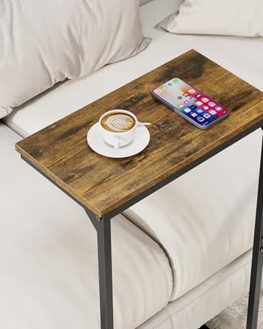 TUTOTAK C Shaped End Table, Tv Tray, Small Side Table, 28.7 inch Tall Couch Table, Tray Table, Sofa Table, Living Room, Bed Room, Brown TB01BB071 - Image 6