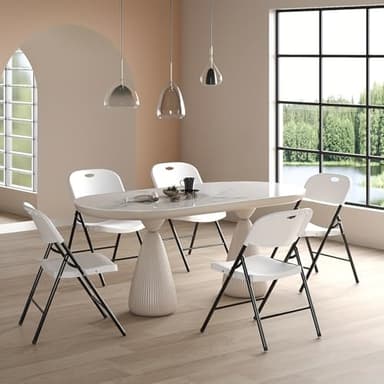 Nazhura 650 Weight Limit Heavy Duty Plastic Folding Chair with Reinfoced Steel Frame for Indoor and Outdoor, Wedding, Party, Restaurant, Meeting Room, Patio and Garden (White, 10 Pack) - Image 6