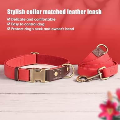 Didog Soft PU Leather Dog Collars for Small Dogs,Classic Adjustable Dog Collars with Quick Release Metal Buckle,Easy Clean and Comfortable with Nylon Lining,Red,S Neck 10-15" - Image 6