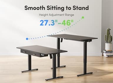 FEZIBO Adjustable Height Electric Standing Desk with Double Drawer, 55 x 24 Inches Stand Up Home Office Desk with Splice Tabletop, Black Frame/Black Top - Image 4