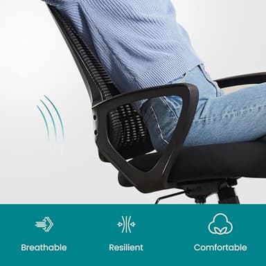 SMUG Home Office Computer Desk Chair - Ergonomic Mid-Back Mesh Swivel Rolling Work with Wheels, Comfy Lumbar Support and Armrest, for Bedroom, Study, Dorm, Student, Adults - Image 7