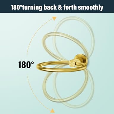 FORIOUS Towel Ring, SUS304 Stainless Steel Modern Hand Towel Holder Rack Hanger Round for Bathroom Wall Mounted, Ideal for Bath, Kitchen, RV (2 Pack, Dark Gold) - Image 5