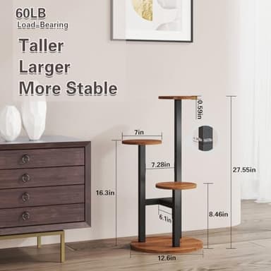 OERGKE 3 Tier Metal Plant Stand indoor Tall Plant Shelf outdoor for Multiple Plants Tiered Flower Pot Holder for Patio Garden Corner Balcony Living Room Bedroom Decor(Walnut) - Image 2