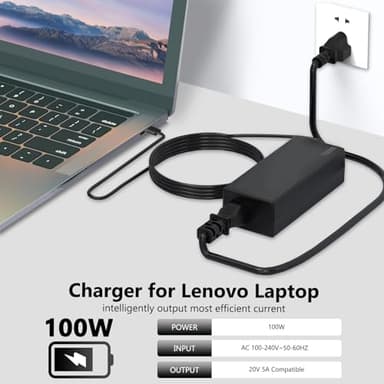 JEIBAO 100W Universal USB C Laptop Charger Compatible with Mac Book Pro/Air 16, 15, 14, 13 Inch,Mac Book Air 13 Inch 2021 2020,iPad Pro,Len OVO Thinkpad/Chromebook/IdeaPad Yoga, All USB-C Devices - Image 2