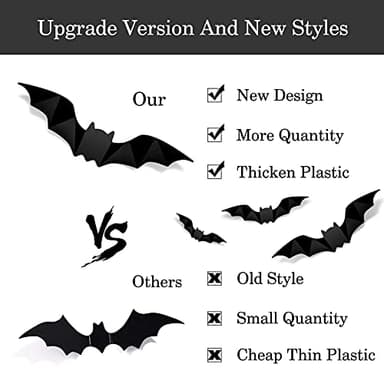 96PCS Halloween Decoration 3D Bats Wall Stickers 4 Different Sizes Realistic PVC Scary Bat Sticker DIY Halloween Window Door for Home Decoration Party Supplies - Image 4