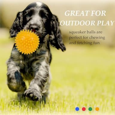 Ousiya Dog Balls 4.5” Squeaky Dog Toys Spikey Ball for Aggressive Chewers Heavy Duty Teething Large Medium Durable Dogs Balls (4 Pack) - Image 8