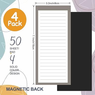 Utron 4 Pack Magnetic Notepads for Refrigerator, 50 Pages/Book Grocery List Magnet Pad for Fridge, Design Magnetic Grocery List Pad for Fridge, Grocery List Notepad, To-Do Memos, List - Image 2
