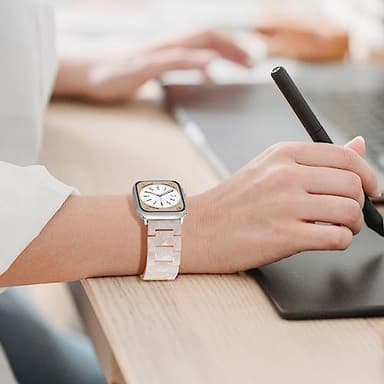 V-MORO Resin Bands Compatible with Apple Watch Series 8/7/9/10/11 Starlight Buckle Fashion Lightweight Cute Watch Strap for iwatch Series SE/6/5/4/3/2/1(Aurora White,42mm/41mm/40mm/38mm) - Image 3