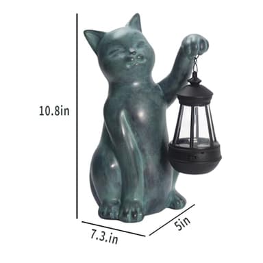CJSUNYT Cat Garden Statue Solar Garden Decor Solar Light Outdoor Statues for Outside Resin Cat Figurines for Yard Patio and Lawn Gardening Mothers Day Gifts for Mom 7.3 * 5 * 10.8 inch - Image 2