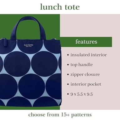 Kate Spade New York, Portable Soft Cooler Lunch Bag with Silver Insulated Interior Lining and Storage Pocket, Joy Dot - Image 3