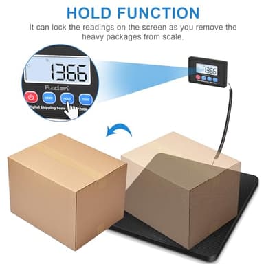 Fuzion Shipping Scale, 440LB x 10g High Accuracy Postal Scale, Hold/Tare Function, Digital Shipping Postal Scale for Packages, Postage, Luggage, Mailing, Battery & AC Adapter Included - Image 3