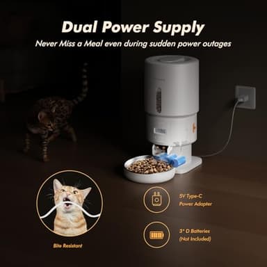 Automatic Cat Feeder - 5L Anti-Clog Cat Food Dispenser with Freshness Preservation, 1-6 Meals/Day, Programmable Portions, 10s Voice, 180-Day Battery Life, Auto Pet Feeder for Multi Cats & Dogs - Image 7