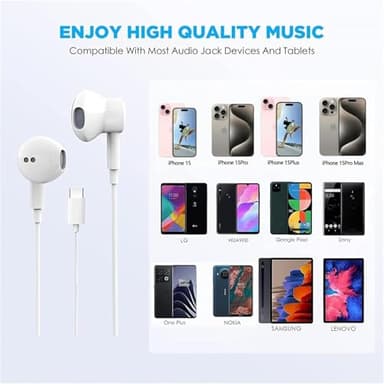 USB C Headphones for iPhone 17/16/15 Pro Max Plus Type C Earphones with Microphone & Remote Noise Cancelling Earbuds for iPhone 17/16/15 Pro, iPad, Galaxy S23/S22/S21/S20/Ultra Note 10/20 - Image 5