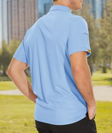 V VALANCH Moon Blue Polo Shirts for Men Short Sleeve Summer Collared Golf Polo Athletic Shirts - Image 7
