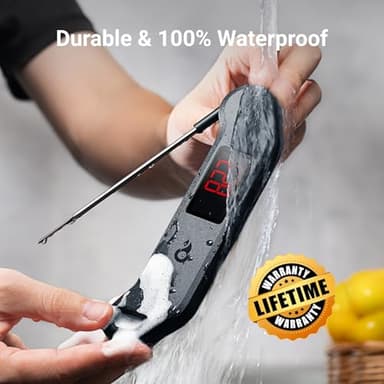 Professional Digital Meat Thermometer, 1 Sec Instant Read, ±0.5℉ Accuracy NIST&NSF Certified Food Thermometer, Auto-Rotate Bright LED Screen, 100% Waterproof Cooking Thermometer for Grill BBQ, Black - Image 6