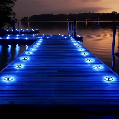 Brizled 12 Pack Solar Driveway Lights, 2 Colors in 1 Outdoor Dock Lights, IP67 Waterproof Deck Lighting Marine Light, Road Marker Solar Light for Sidewalk Pathway Walkway Garden Yard(Cool White/Blue) - Image 7