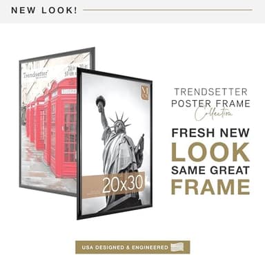 MCS Trendsetter 20x30 Poster Frame Black High-Gloss, Vertical & Horizontal Wall Hanging Large Picture Frame for Photos, Posters & Art Prints (1-Pack - Image 3