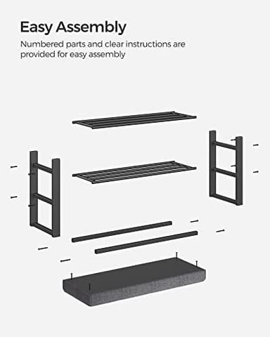 SONGMICS Shoe Bench, Storage Bench, Entryway Bench with Cushion, Shoe Shelf with Seat, Space-Saving, Modern Style, for Living Room, Bedroom, Hallway, Dark Gray and Ink Black ULBS57GYZ - Image 8
