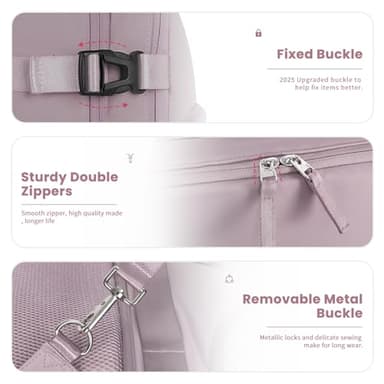 Sinaliy Travel Backpack, Carry on Flight Approved Backpack with Multi-Pockets, TSA Waterproof 17.3inch Laptop Backpack, Personal Item Travel Bag for Men Women, Light Purple - Image 7