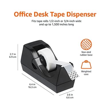 Amazon Basics Weighted Office Desk Tape Dispenser - 3-Pack - Image 4