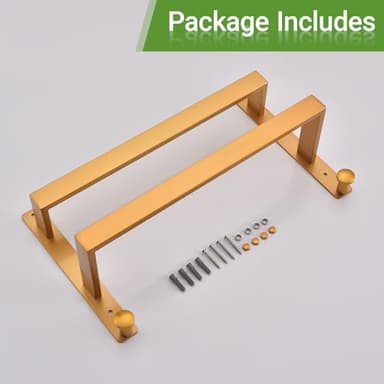 Hoooh Towel Rack for Bathroom, 16 Inch Wall Mount Double Towel Bar with Hooks, Gold Stainless Steel 2-Tiers Ladder Towel Hanger - Image 6