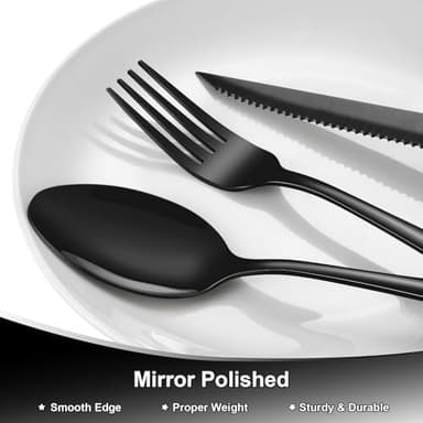 49Pcs Silverware Set with Organizer, Silver Stainless Steel Flatware Set for 8 Cutlery Utensil Sets with Steak Knives, Spoons and Forks Set, Dishwasher Safe - Image 5