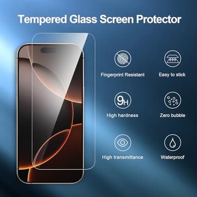 NEW'C 3 Pack Designed for iPhone 17, 17 Pro, iPhone 16 Pro Screen Protector (6.3 inches), Enhanced Tempered Glass Protection with easy installation tool included,Case Friendly Ultra Resistant - Image 4