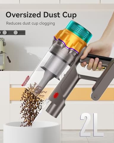 Cordless Vacuum Cleaner, 48KPA 550W 65Mins Oversized Dust Cup Cordless Stick Vacuum, Rechargeable Vacuum Cleaner with Self-Standing, Vacuum Cleaners for Home, Hardwood Floor, Carpet, Pet Hair - Image 4