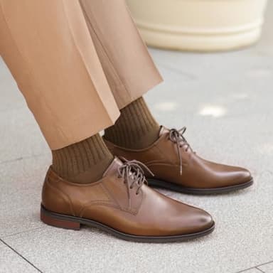Mens Formal Oxford Dress Shoes, Lace Up Business Derby Shoes with Comfortable Lining Brown - Image 5