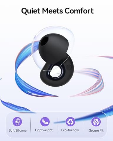 Ear Plugs for Sleeping, 50dB Noise Cancelling Ear Plug with 7 Pairs of Dual Single Layer Tips Reusable Ear Plugs for Noise Reduction, Soft Silicone Earplug for Concert, Snoring, Motorcycle Black - Image 3