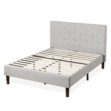 ZINUS Shalini Upholstered Platform Bed Frame, Mattress Foundation, Wood Slat Support, No Box Spring Needed, Easy Assembly, Light Grey, Full - Image 11